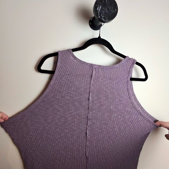Lavender Ribbed Tank Top Dress L - Picture 2 of 4
